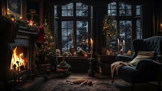 Cozy Christmas Fireplace Ambiance with Sleeping Cat ? | Relax | Study | Sleep