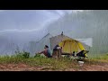 Relaxing camping in heavy rain  thunderstorms and thunder at night nonstop rain