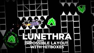 [4k] LUNETHRA | Impossible layout | Showcase, w/hitboxes | Geometry dash