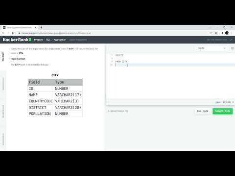 HackerRank SQL || Japan Population || SQL Learning