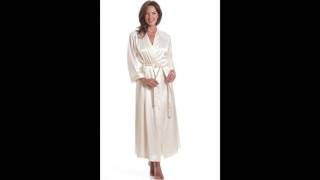 Camille Womens Ladies Luxury Satin Ivory Long Wrap And Chemise Set 14 16