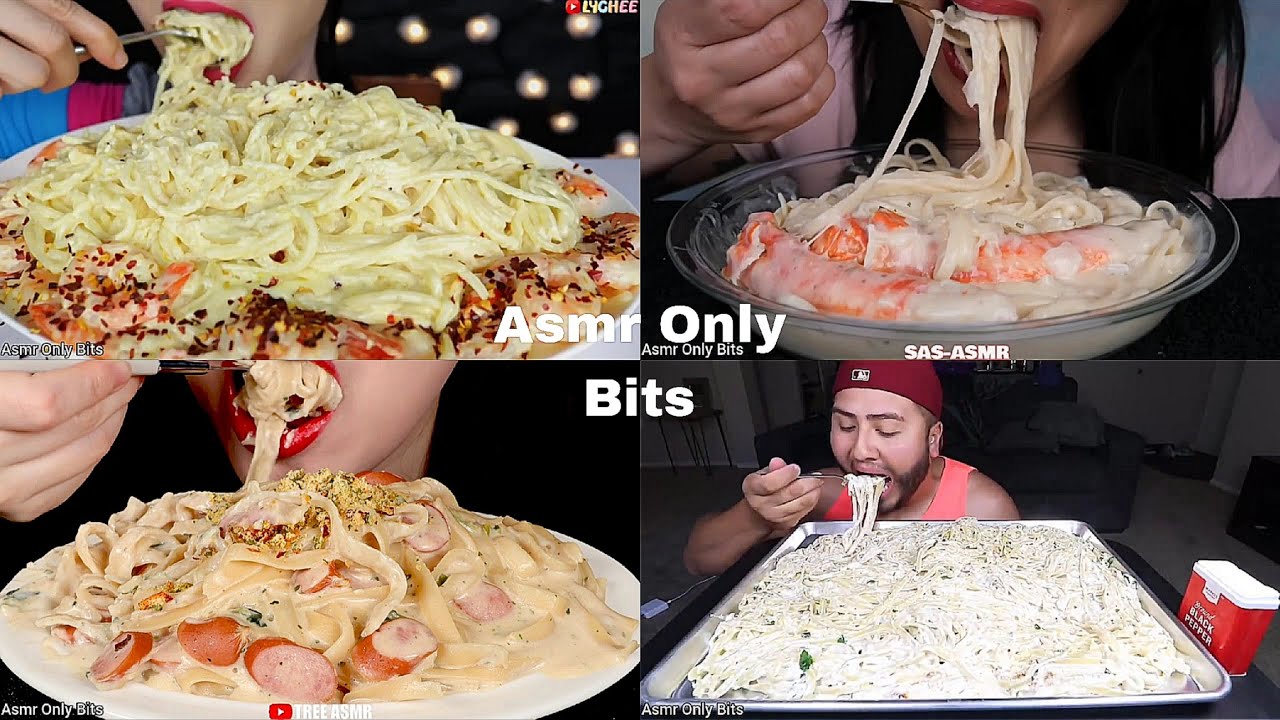 ASMR extremely Creamy Pasta Compilation//Compilation//no talking/Bites only//asmr Mukbang//asmr food
