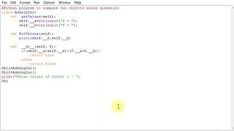 Python program to compare two objects using operators