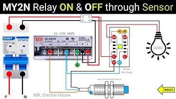 how to Operate A Relay Using 3wire Proximity Sensor | MY2N Relay Connection With Proximity Sensor