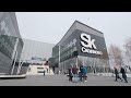 Modern architecture of sk skolkovo building with people