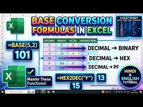 #aceicomputer Excel Number System Conversion | BASE, BIN2DEC, OCT2BIN, HEX2DEC Formulas