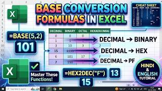 #aceicomputer Excel Number System Conversion | BASE, BIN2DEC, OCT2BIN, HEX2DEC Formulas