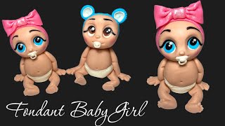 How to Make Baby Cake Topper-Baby Fondant Cake Topper-Baby Shower Cakes for a Girl-Fondant Baby Girl