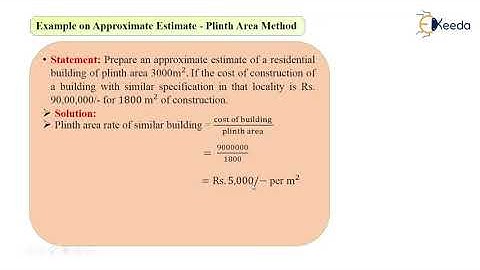 Example on Approximate Estimate 2 - Estimates - Quantity Survey Estimation and Valuation