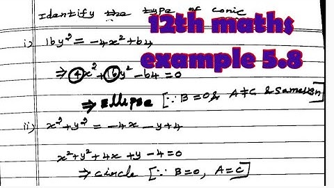 12th maths example 5.28/identify the type of the conic for the following equations