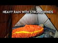 Super heavy rain  strong winds in my camping  solo camping heavy rain