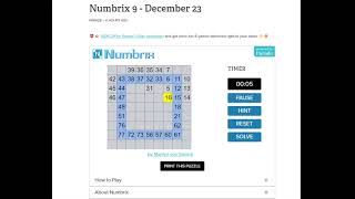 AI Solve Daily Numbrix 9 Puzzle: 12/23/2024 (ASMR)