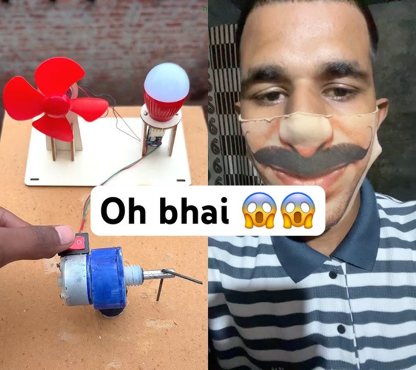 Oh bhai 😱😱 How to Use a Gear Motor to Power Mini Fan & LED Light #tech #diy #scince #dc #dcmotor