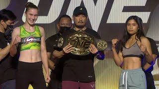 Smilla Sundell vs. Jackie Buntan - Weigh-in Face-Off - (ONE 156: Eersel vs. Sadikovic) - [Muay Thai]