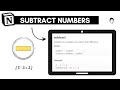 How To Subtract Numbers In Notion Use Of Subtract Operator In Notion mp3