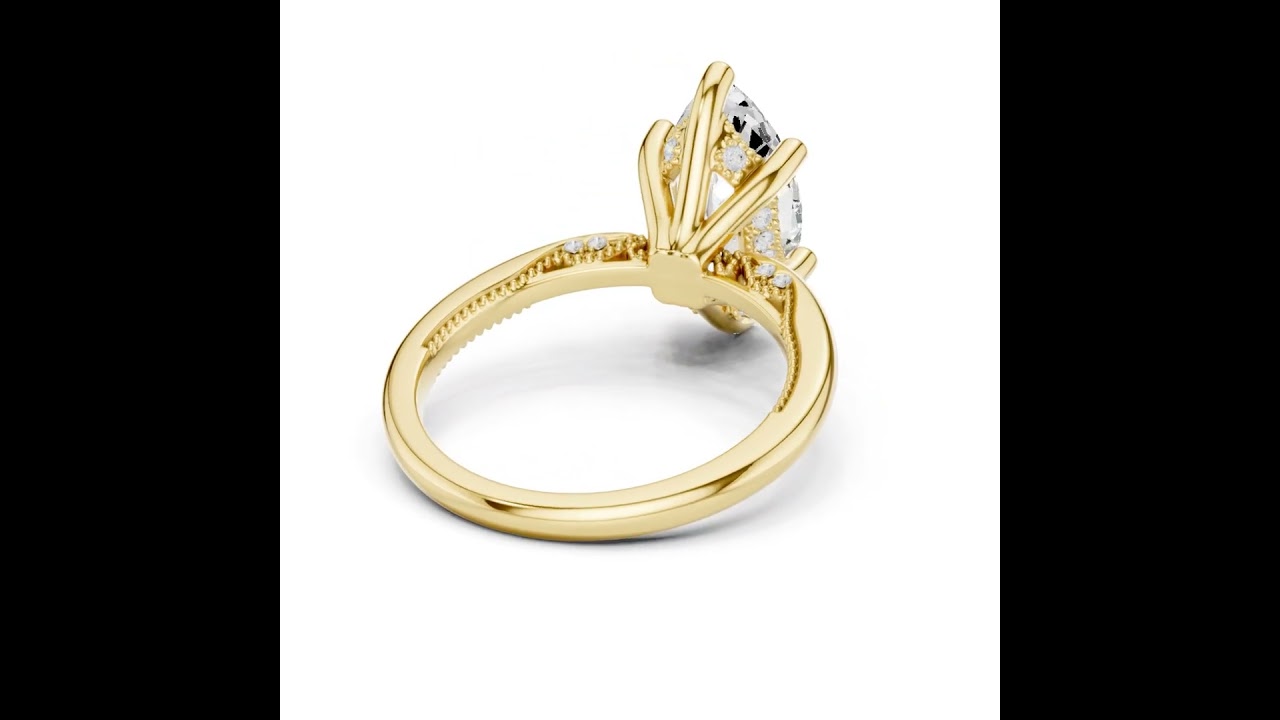 Solitaire Marquise Diamond Migraine Under-Halo Accents Ring