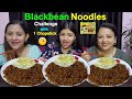 Black bean noodles  egg eating challenge with 1 chopstick budabudivlogs