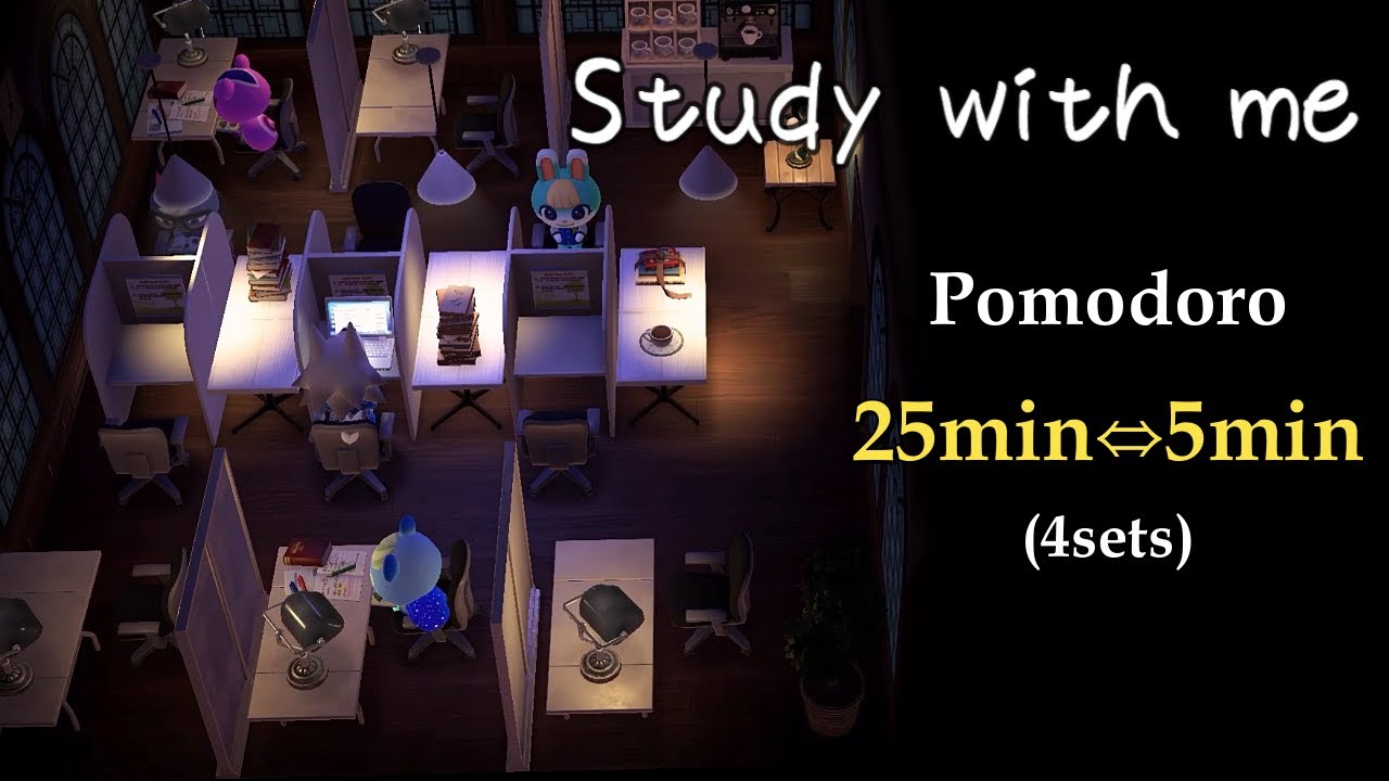 【あつ森ポモドーロ25分×4】最高に捗る「島の自習室」Study with me作業用BGM勉強用BGM