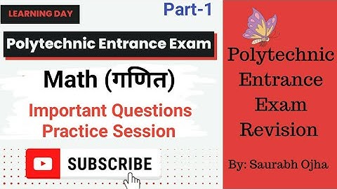 Polytechnic Entrance Exam Math Revision Practice Session By Saurabh Ojha