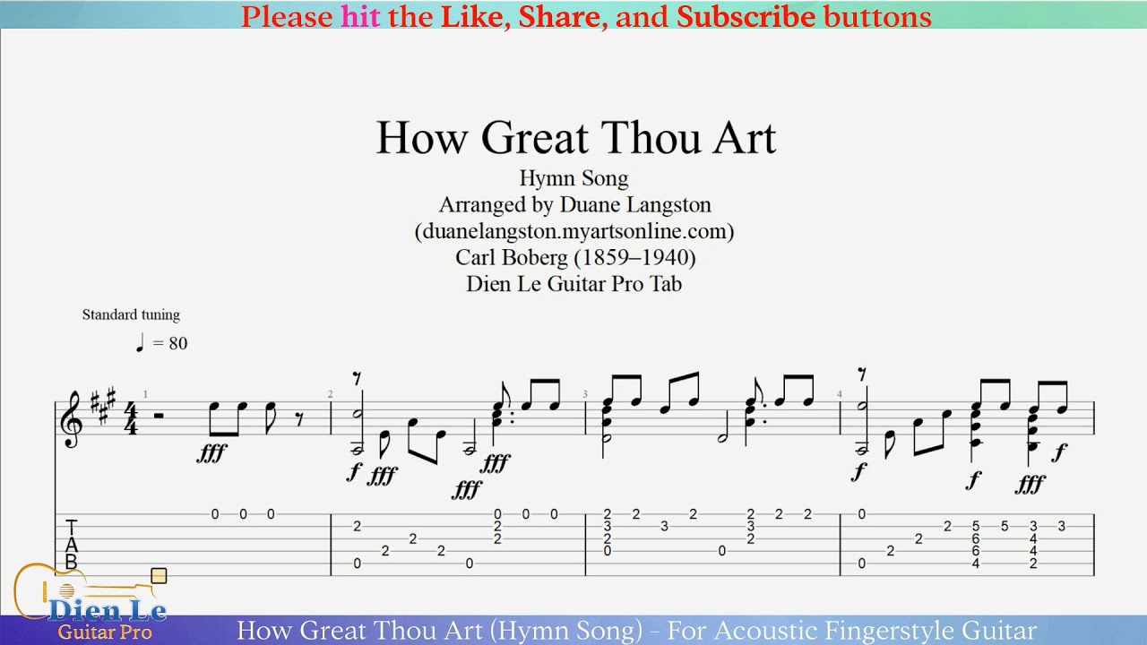 How Great Thou Art For Acoustic Fingerstyle Guitar with TABs Chords