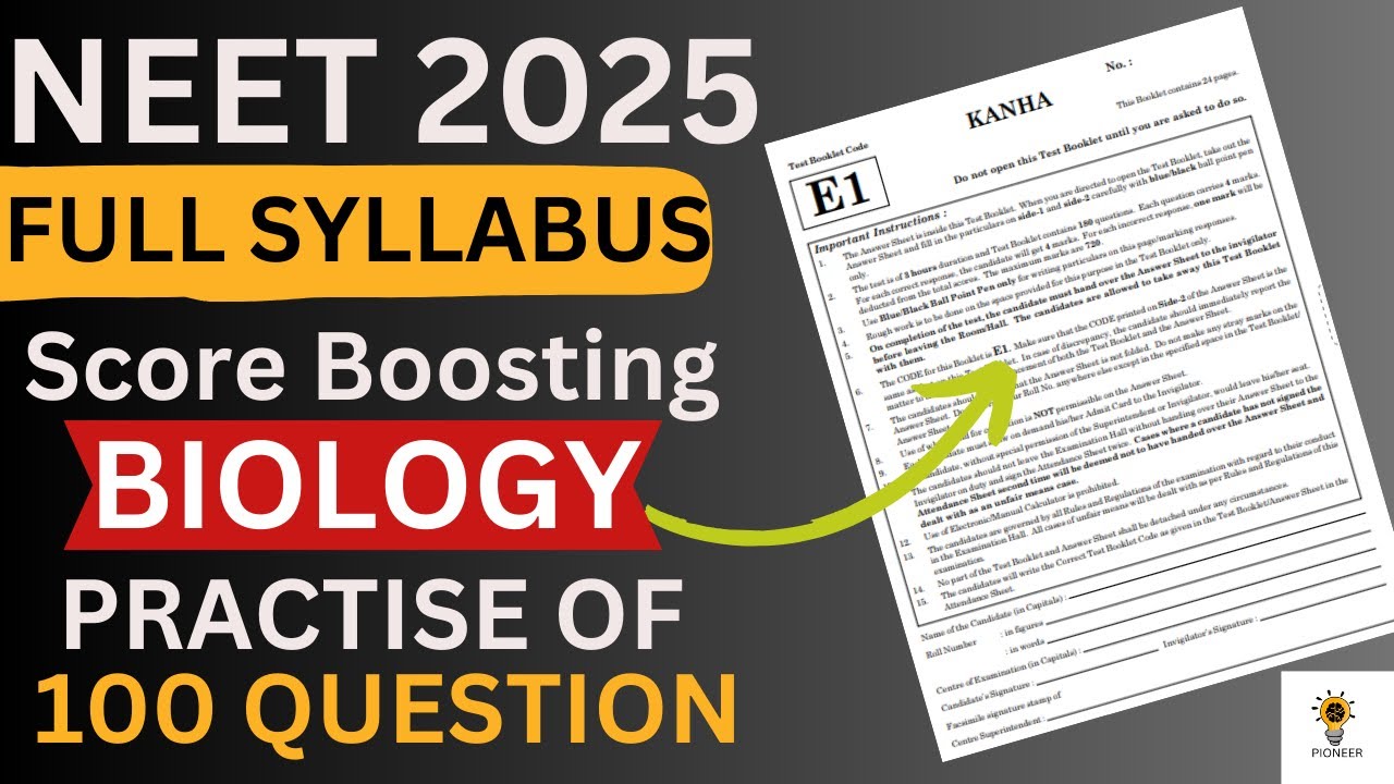 “NEET 2025 BIOLOGY Full Syllabus Test - 02: Most Expected Questions 100 ...
