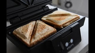 Krups FDK451 - Appareil à Croque-Monsieur 850W Plaques 25x12 Cm Revêtement Anti-Adhésif Noir