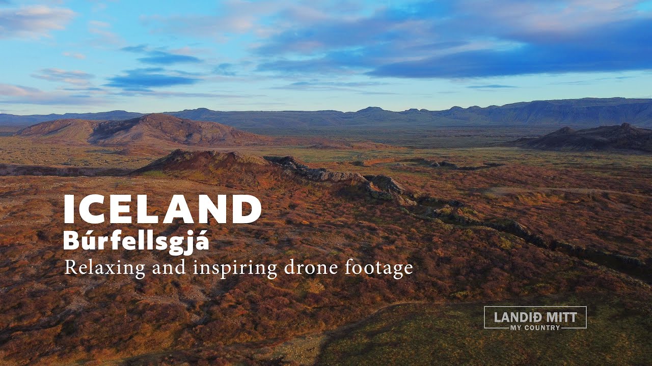 Iceland - Búrfellsgjá. Relaxing and inspiring drone footage. — Burfellsgjá — video poster