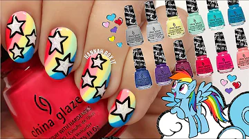 Rainbow Star Nails + My Little Pony X China Glaze Swatches!