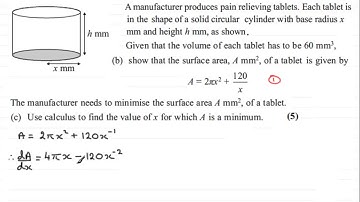 Calculus - Max and Min : C2 Edexcel June 2012 Q8(c) : ExamSolutions Maths Tutorials