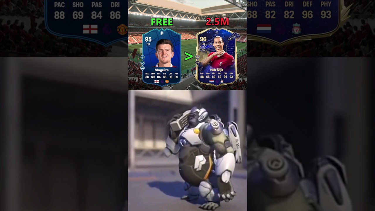 95 Maguire's EVO card looks goated 😂🤩 better than 96 Van Dijk? 🤔 #shorts #short #fc24 #eafc24 #meme