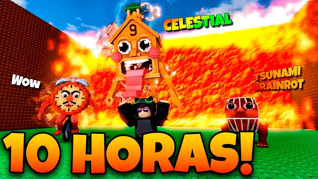 PASSEI 10 HORAS SEGUIDAS NO BRAINROT TSUNAMI!