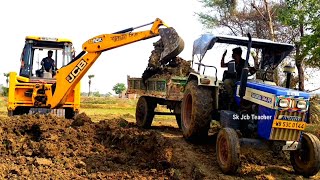 New Jcb 3dx Backhoe Loader Machine Loading Mud In Two Swaraj 744 Fe Tractor | Jcb Tractor | Dozer
