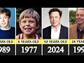 Elon musk  transformation from 1 to 52 years old