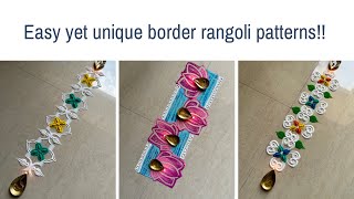 Quick and easy border rangoli patterns for beginners! #relaxing #rangoliart