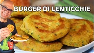 BURGER di LENTICCHIE SENZA FRIGGERE SENZA FORNO burger di lenticchie rapanello