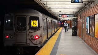 PM Rush Hour: N, R, and W Trains at 49 Street (R46, R68/A, R160)