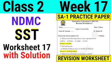 NDMC Class 2 SST Week 17 Worksheet 17 (24/9/21) || Class 2nd SA-1 PAPER REVISION WORKSHEET