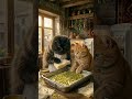 Baklava made with skill and a little cat magic 🍯😹 #cutecats #baklava #cooking