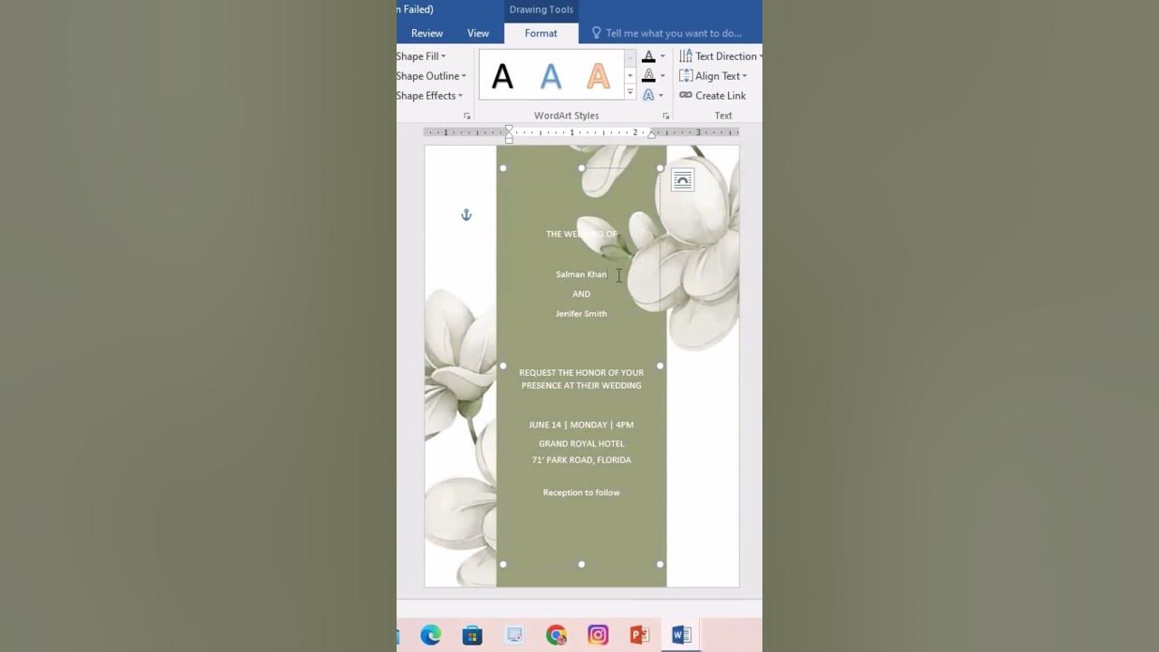 how-to-make-a-wedding-invitation-card-on-microsoft-word-shorts-youtube