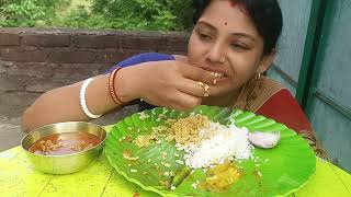 eating show ll rice, chicken curry, pumpkin curry, mango chutney and onion lleating video ll