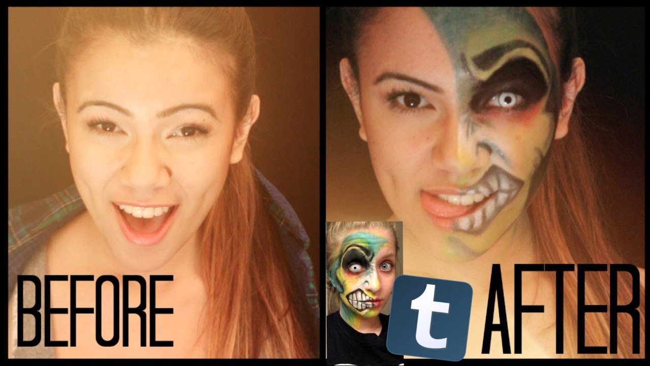 TUMBLR Two Face Makeup Transformation Scaring Family Haha P YouTube