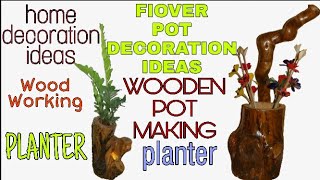 WOODEN POT,PIANTER,FLOWER POT