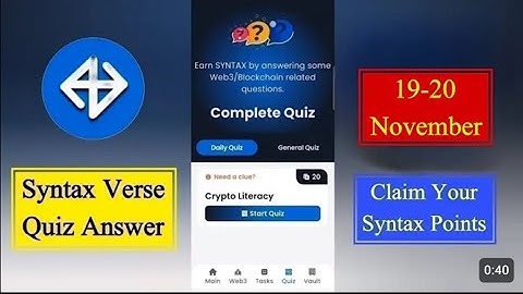 Syntax Verse quiz answers today 19 20 NOVEMBER🚀QUIZ TIME!  Watch leaderboard🌊 #web3 #airdrops