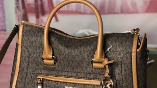 Michael Kors Carine Medium satchel brown acorn with modshots