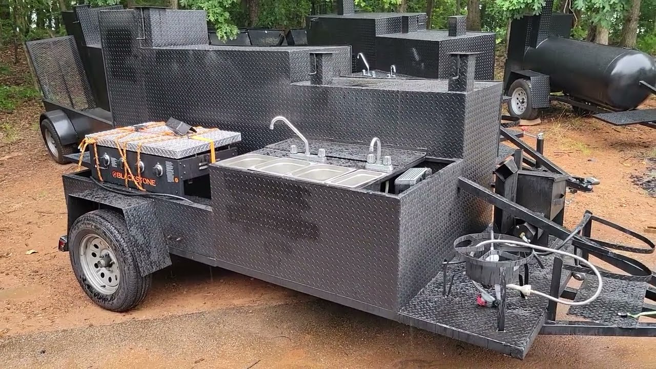 Trade Up Program Bbq Smoker Grill Trailer for sale sink setup deep fryer flat top griddle propane