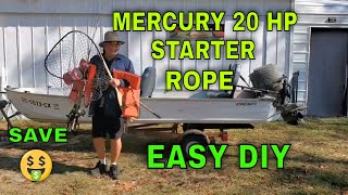 Mercury Outboard Starter Rope Replacement on a 20 HP