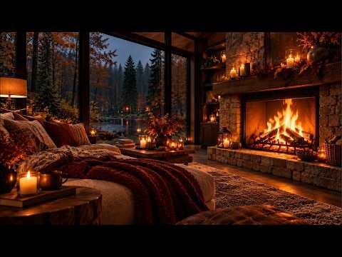 Cozy Jazz by the Fire | A Magical Fall Night & Crackling Fireplace
