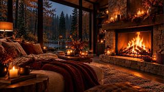Cozy Jazz by the Fire | A Magical Fall Night & Crackling Fireplace