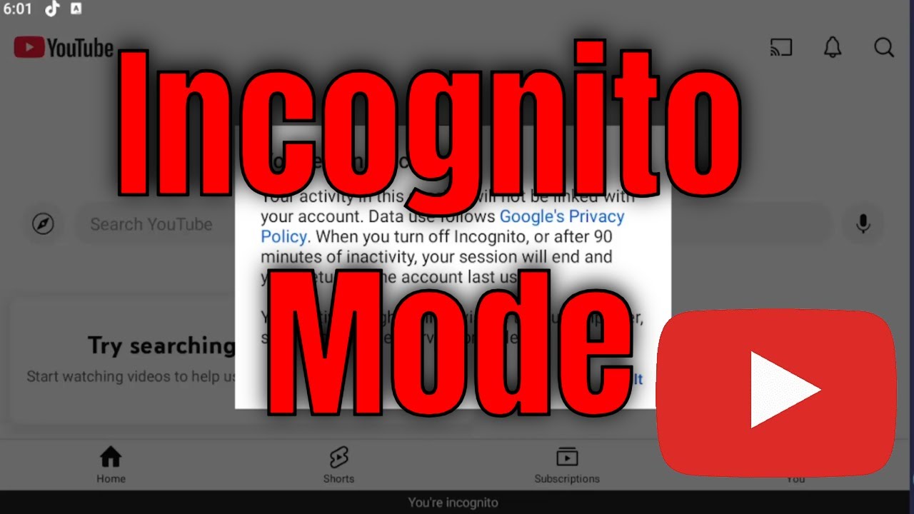 Incognito মোড অ্যাকটিভ স্ক্রিন
