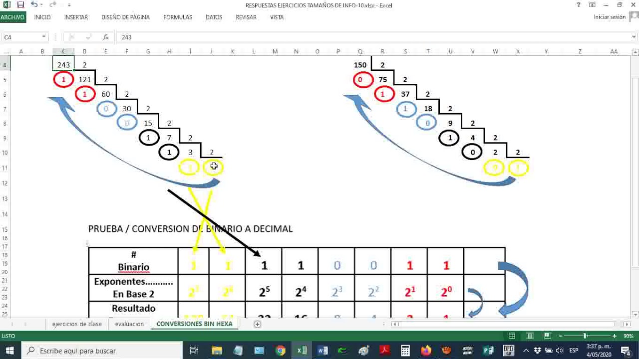Excel # 05 - Binarios # 1 - Convertir NUMEROS de Sistema Decimal a